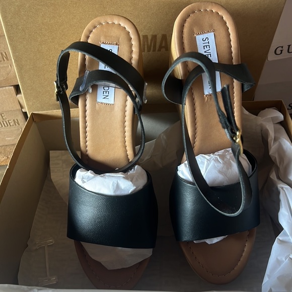 Steve Madden Womens Wedge Sandals Black 9.5 - Picture 5 of 5